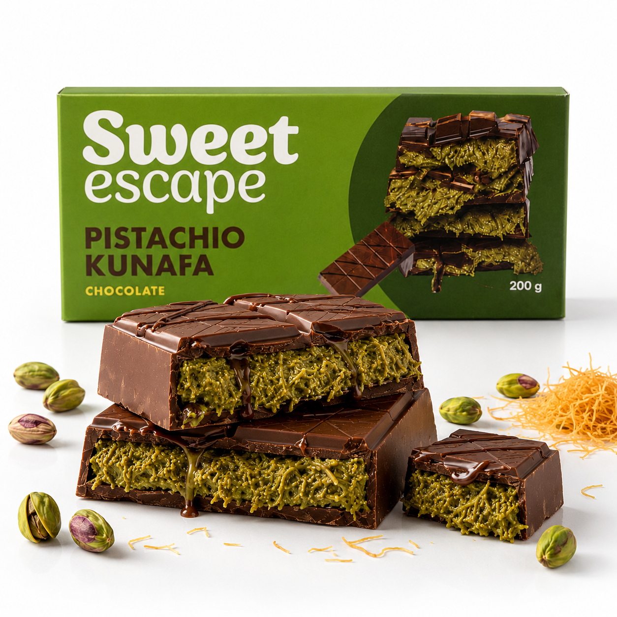 Sweet Escape Pistachio Kunafa Chocolate 200g